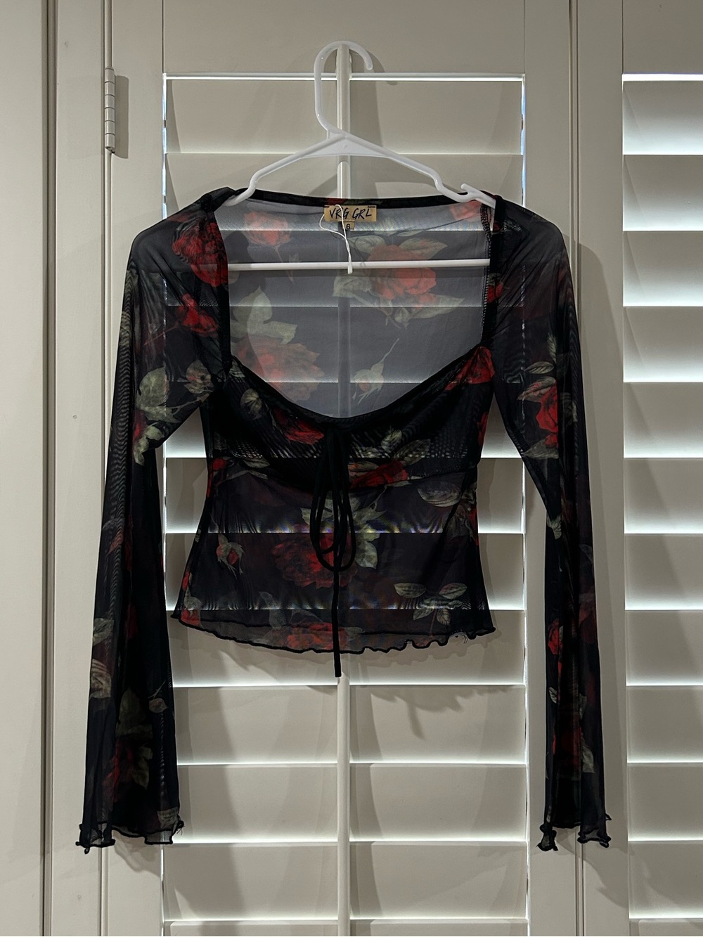 VRG GRL Floral Mesh Long Sleeve